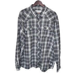 WindRiver Black & Grey Plaid Button Down Shirt Size 2X